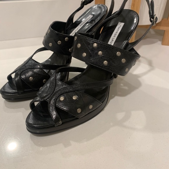 Chinese Laundry black Leather Studded Heels - NWOT - Picture 4 of 4